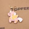 Miniso Cartoon Unicorn Pegasus Faux Leather Keychain/colorful Car Key Charm Cute Style Bag Accessory Gift