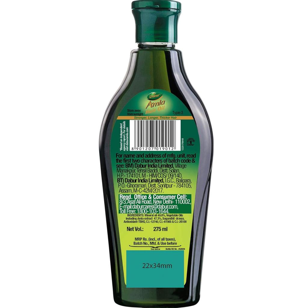 Dabur Amla Hair Oil 275ml Pack | Nourishing Herbal Oil For Strong Thick Hair, Scalp Care, Growth Support And Natural Shine