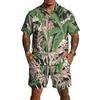 Conjunto casual de dos piezas para hombre con estampado, top ligero y transpirable con pantalones cortos de cordón