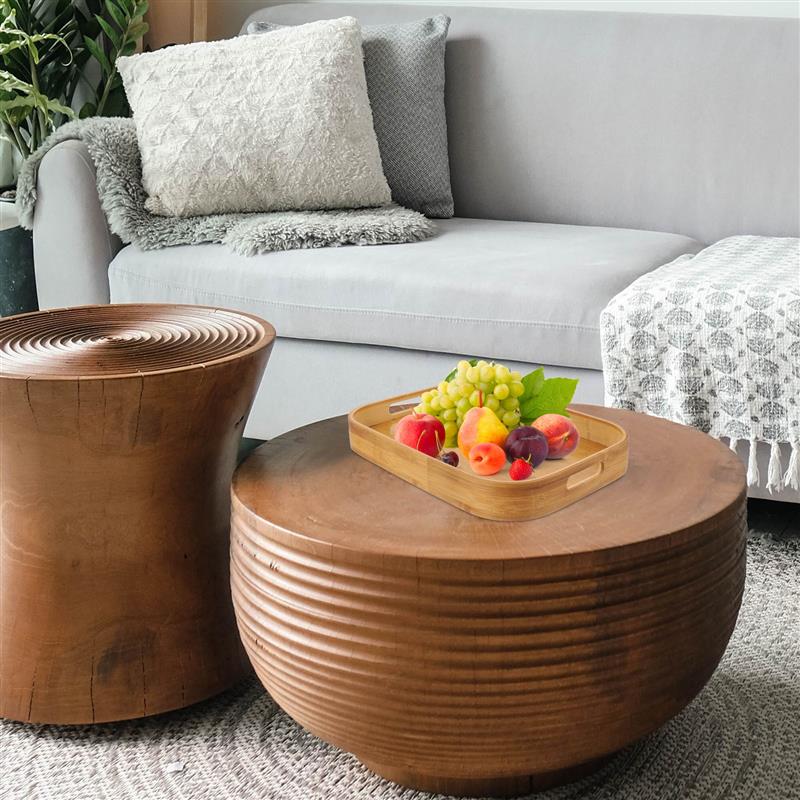 Bamboo Storage Tray Platters Serving Small Kitchen Snack Holder Footstool for Food Cooked Trays Snacks Organizer