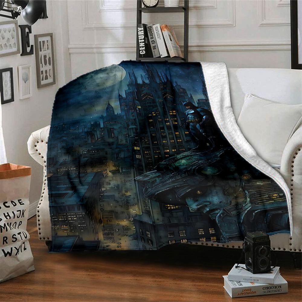 1pc Batman Cityscape Flannel Blanket - Soft Warm Throw for Home, Office, TravelL1353