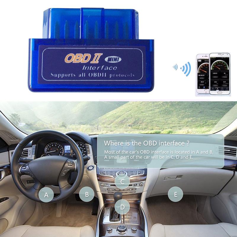 ELM327 V2.1 OBD2 Scanner for iOS Android Bluetooth-compatible OBDII Code Reader Car Diagnostic Tool Check Engine Fault Detector