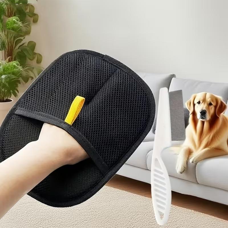 

Pet Hair Removal Grooming Gloves for Cats and Dogs, Static Fur Remover Mitt, Reusable Deshedding Cleaning Gloves for Furniture and Clothing