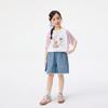 Xiaoyinman Girls' Frayed Edge Loose Casual Denim Shorts with Bow Patch