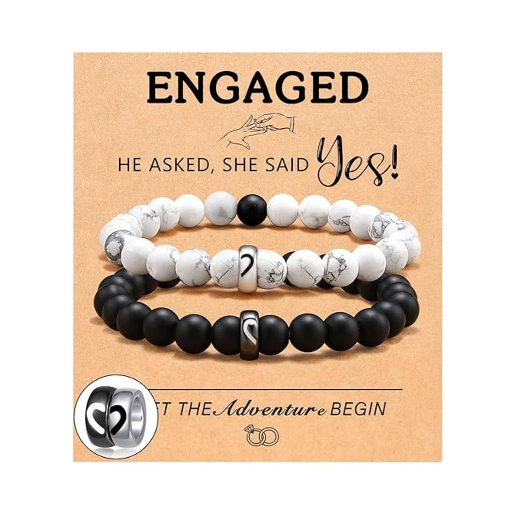 JYL TS Bracelet  Couple Black White Heart Stainless Steel Strengthens Bond