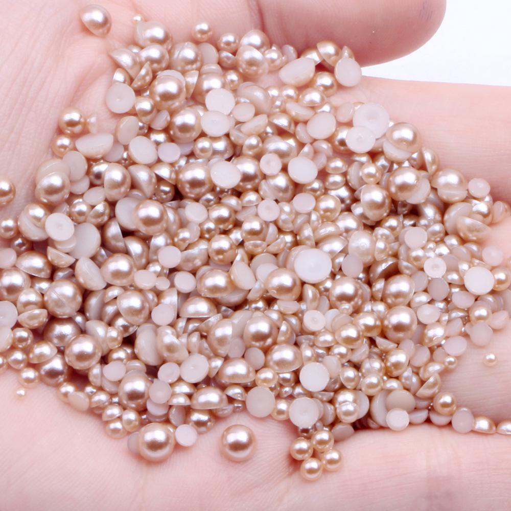 9mm Flat-back Half-round Pearl Beads - 100 Pcs for DIY Phone Case Decoration