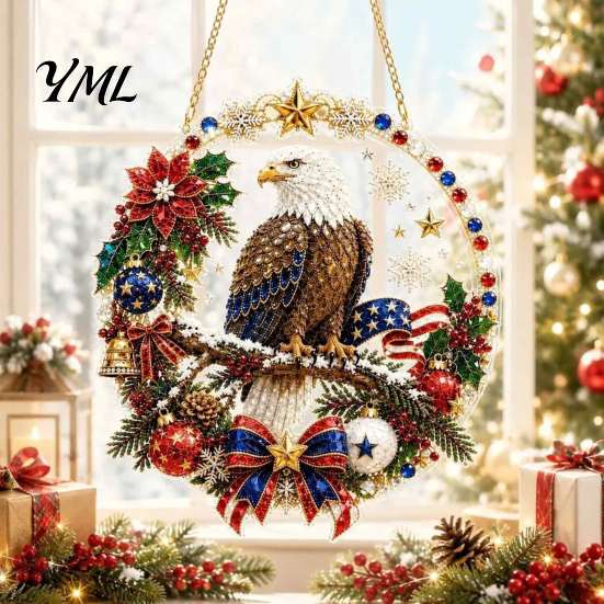 Innovative Holiday Gifts for Relatives Christmas Hanging Diamond Art Ornament, 2D Acrylic Pearl Painting Ornaments Tree Pattern Suncatcher,