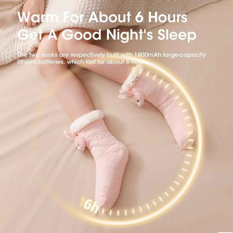 USB Rechargeable Heated Socks Adjustable 65℃ Thermal Electric Winter Outdoor Warm Thick Unisex