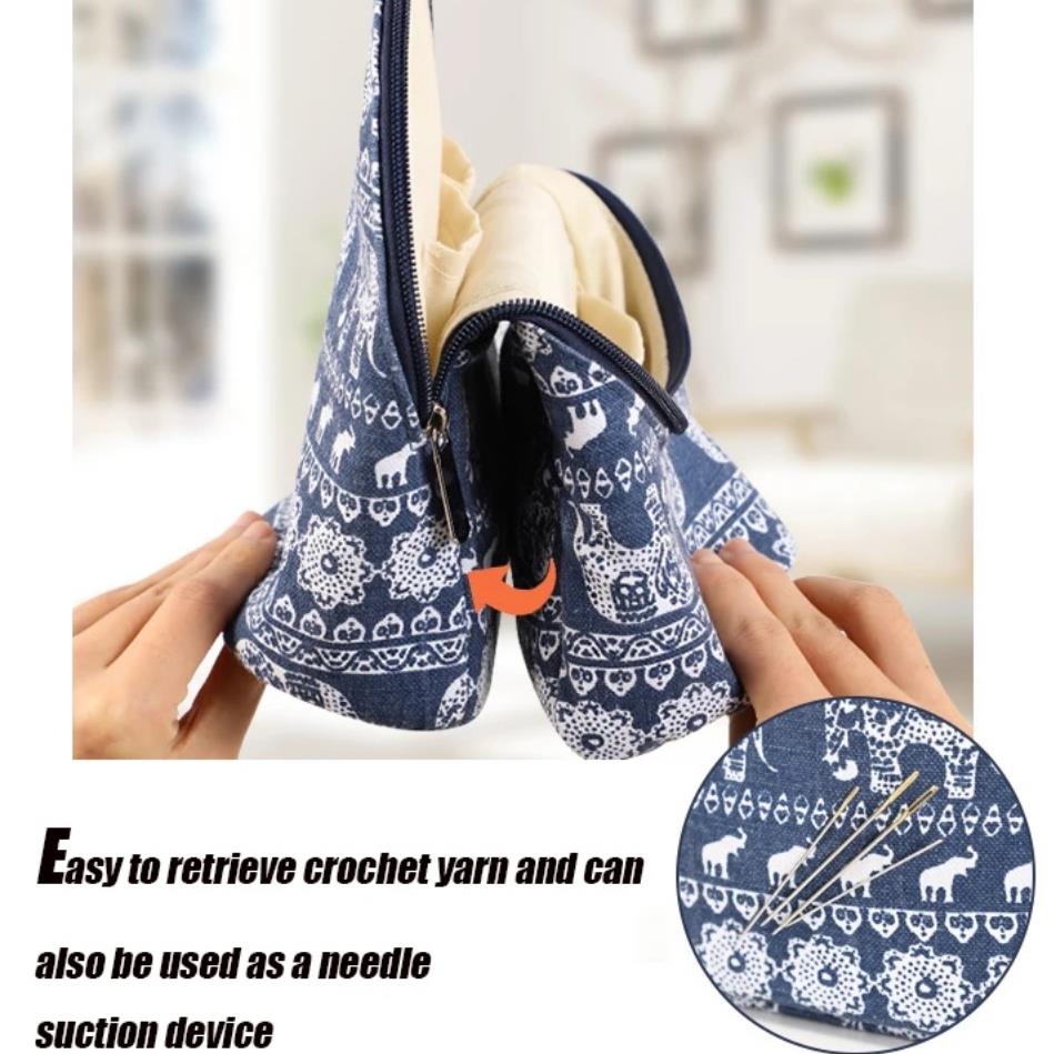 DIY Multifunctional Yarn Storage Organizer – Magnetic Crochet Hook Bag for Weaving Tools & Craft Supplies