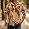 Men's Tropical Palm Leaf Print Short Sleeve Shirt, Casual Hawaiian Button Up Shirt for Spring & Summer