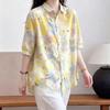 Women S Loose Floral Printed Cotton Mid Sleeve Blouse For Vacation