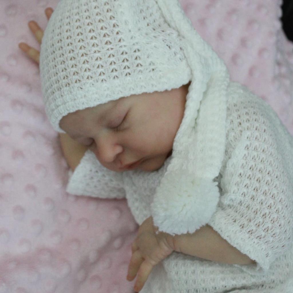 BZDOLL 50cm 20inch Weichvinyl Schlafendes Baby Reborn-Puppe mit 3D-bemalter Haut, Sichtbaren Adern und Stoffkörper Spielzeug für Mädchen Kinder Neugeborenen-Geschenk