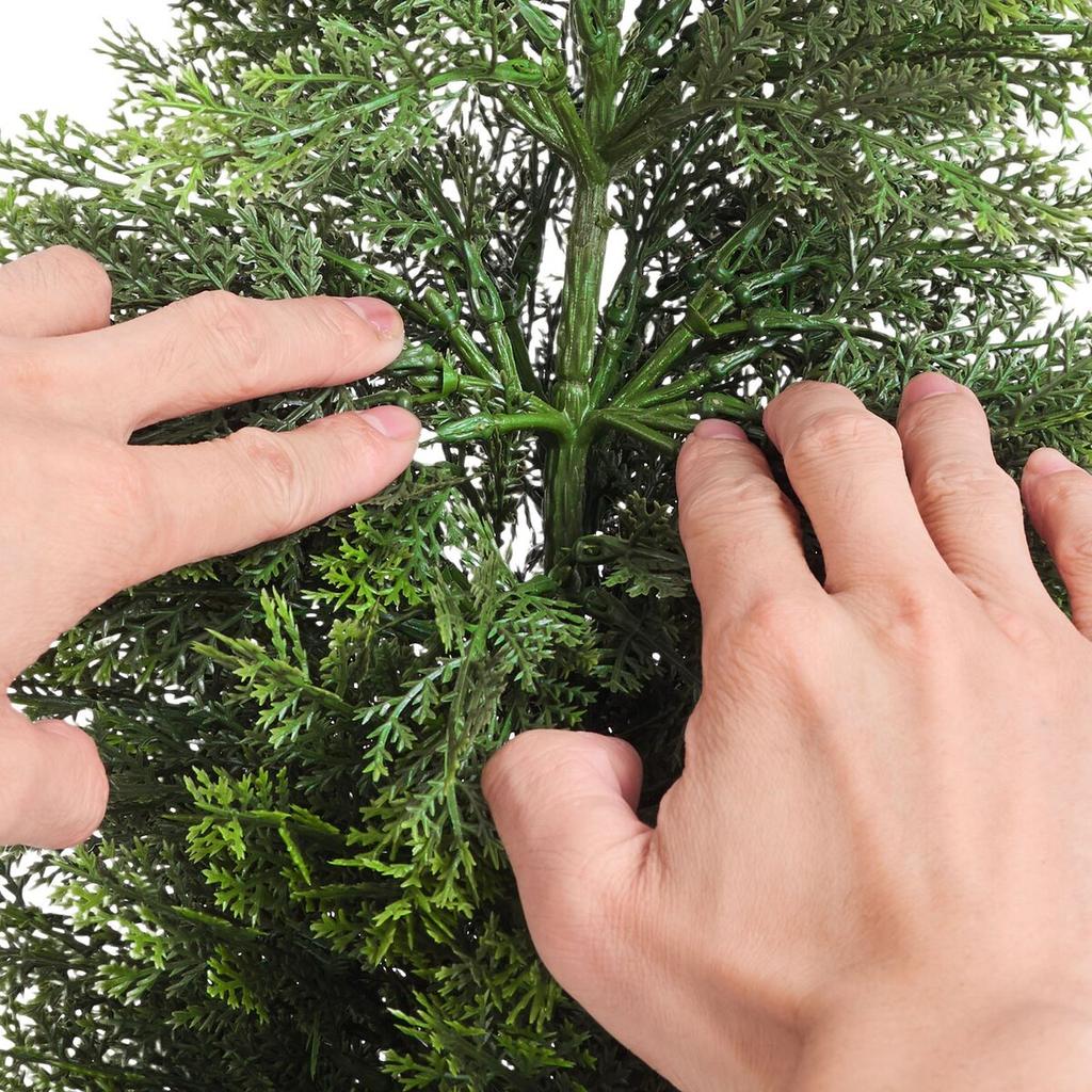 Artificial Topiary Cedar Trees, 2 Set 914mm Faux Pine Shrubs Plants, Fake Silk Tree Look Real, Easy Assembly for Decor Front Porch Outdoor Patio