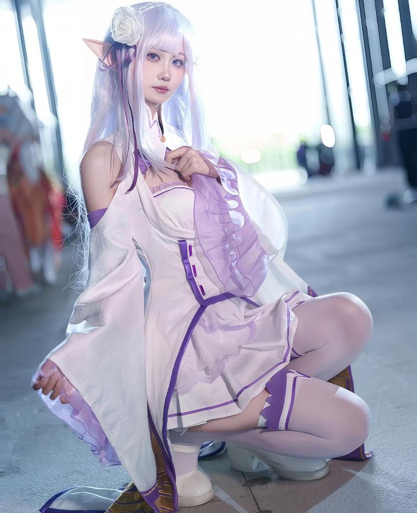 Cosplay Deluxe Edition Emilia Cosplay-kostyme Scene Skole Starting Life in Another World Casual Størrelse [Nou-satsu] ReZero Kjole, Anime, Halloween,