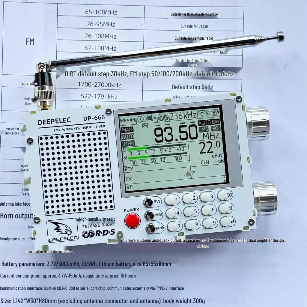 TEF6686 High Sensitivity DSP Radio - Full Band AM/FM/Shortwave DP-666