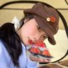 Double Button Corduroy Beret Newspaper Hat For Women Girls Autumn Winter Windproof Warm Octagonal Caps Casual Korean Painter Hat