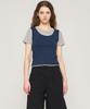 CARGOBROS FOR WOMAN Dot Layered Set Short Sleeve T-Shirt (Navy/Gray)