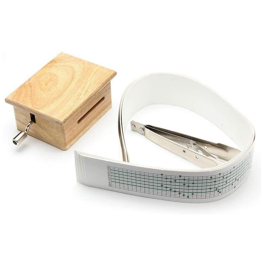 15 Tone DIY Hand Cranked Music Box Wooden Box With Hole Puncher And Paper Tapes for Kids Gifts