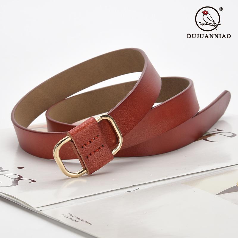 Four Seasons Available New Needle Free Square Buckle Women'S Belt Casual Leather Belt Simple Retro Fashion Pure Leather Belt