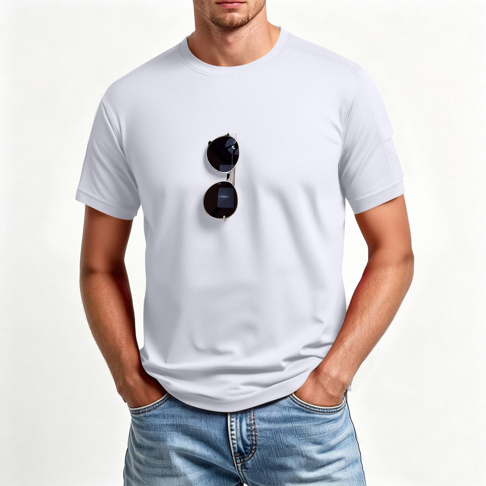 

Men Crew Neck Short Sleeve T Shirt Classic Fit Lightweight Breathable Soft Fabric Solid Basic Top for Daily Wear XL білий