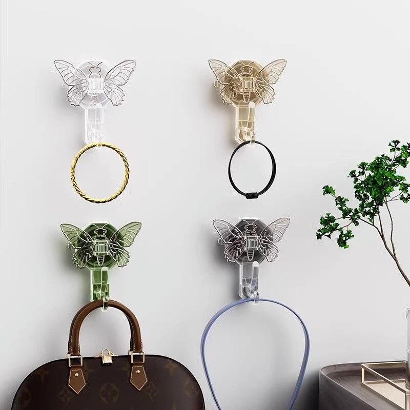 Fjäril Sugkoppskrok Kreativ Klibbig Krok Badrum Vägghängande Hyllor Multifunktionell Icke-perforerad Handdukar Badrum Kök