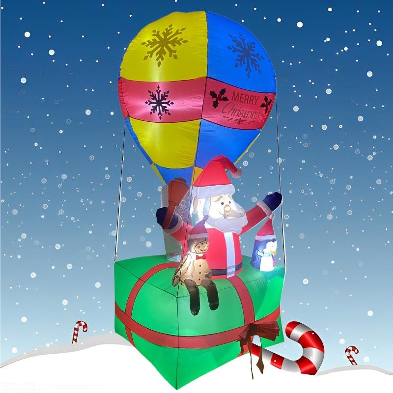 Inflatable Toy Hot Air Balloon Santa Christmas Inflatable Model Luminous Inflatable Model Christmas Atmosphere Decoration Model