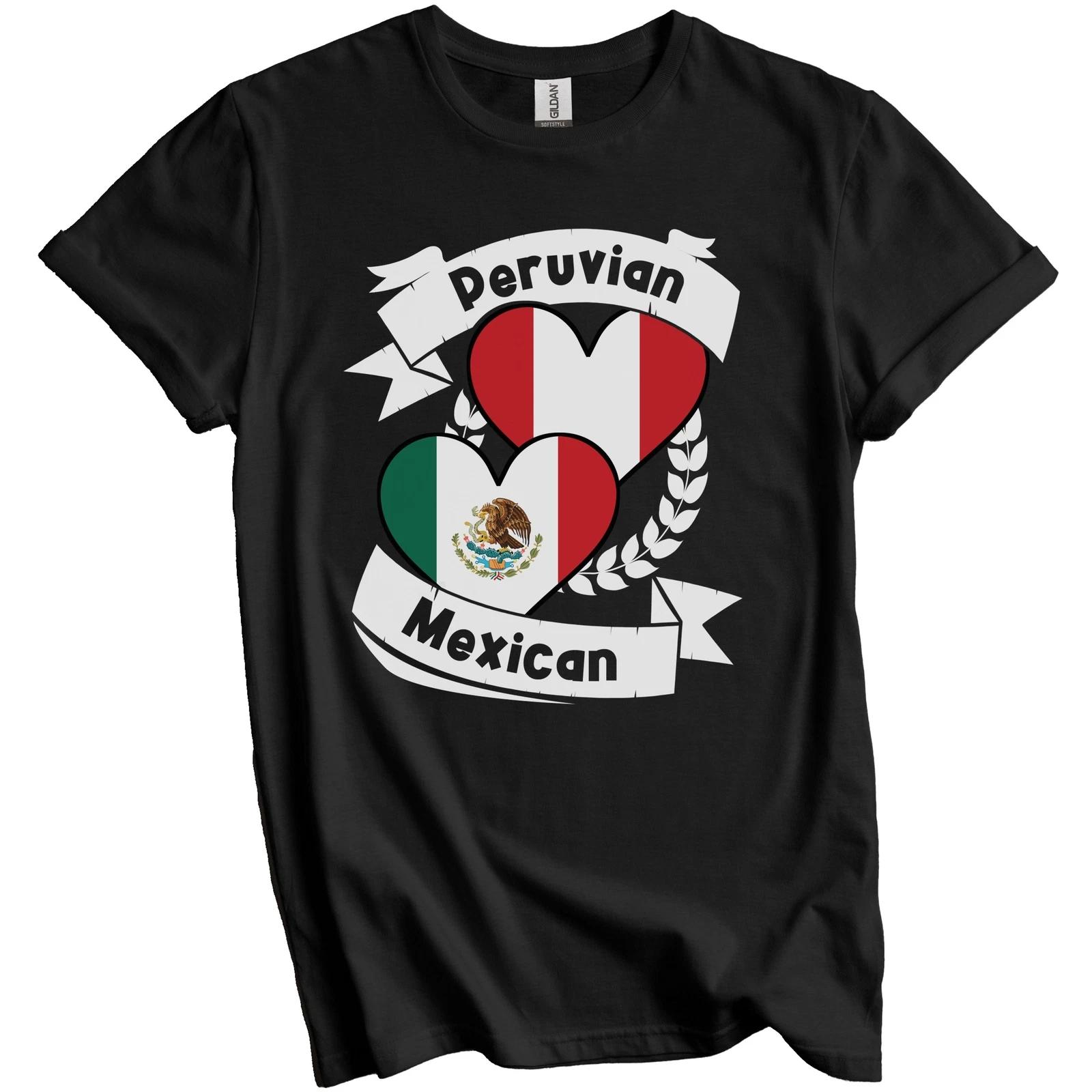 Peruvian Mexican Heart Flags Peru Mexico T-Shirt 4XL