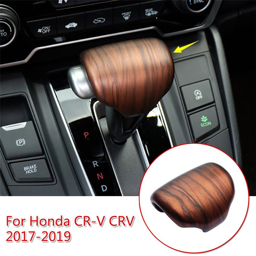 3PCS Peach Wood Grain Water Cup Holder Stripe Trim And Gear Lever Shift Knob Cover Trim Fit For Honda CR-V 2017-2019
