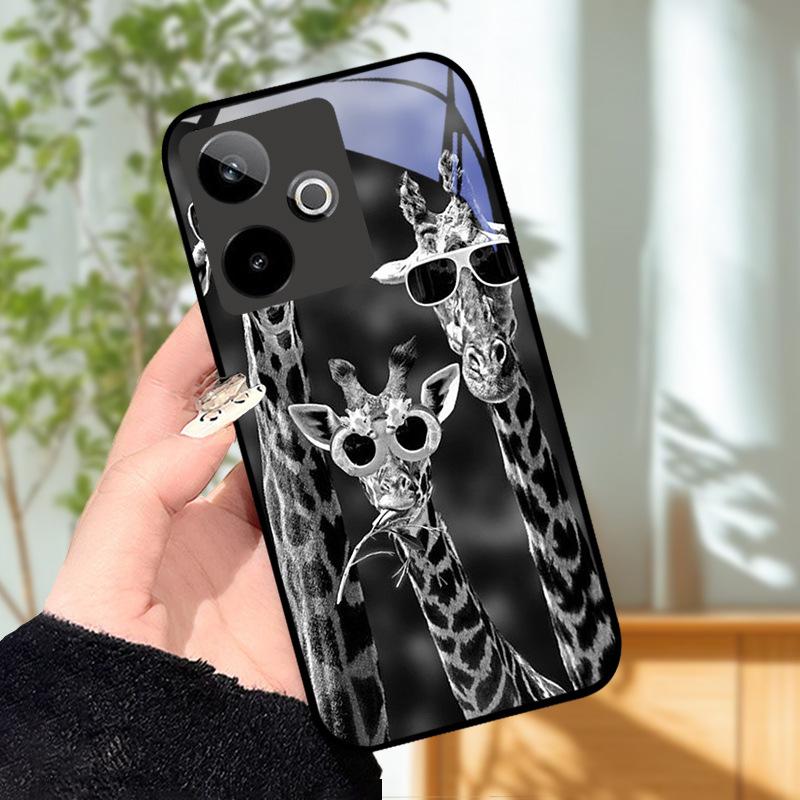 Für Realme GT7 5G Hülle Luxus Malerei Cover Gehärtetes Glas Handyhülle Für Realme GT 7 Fundas Harte PC Stoßfeste Schale Bumper