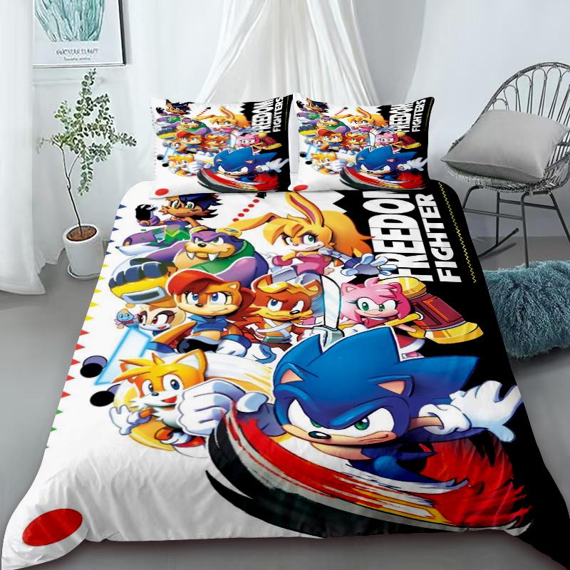 Cool Sonic Duvet Cover Set – Bedding Set, Duvet Cover for The Bedroom, Home Decor – Birthday Gifts for Kids and Teens