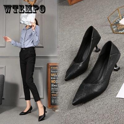 Scarpe col tacco alto da donna con tacco a spillo, tutte le partite, scarpe singole sexy, scarpe da lavoro professionali, scarpe in pelle nera, scarpe da lavoro leggere e morbide