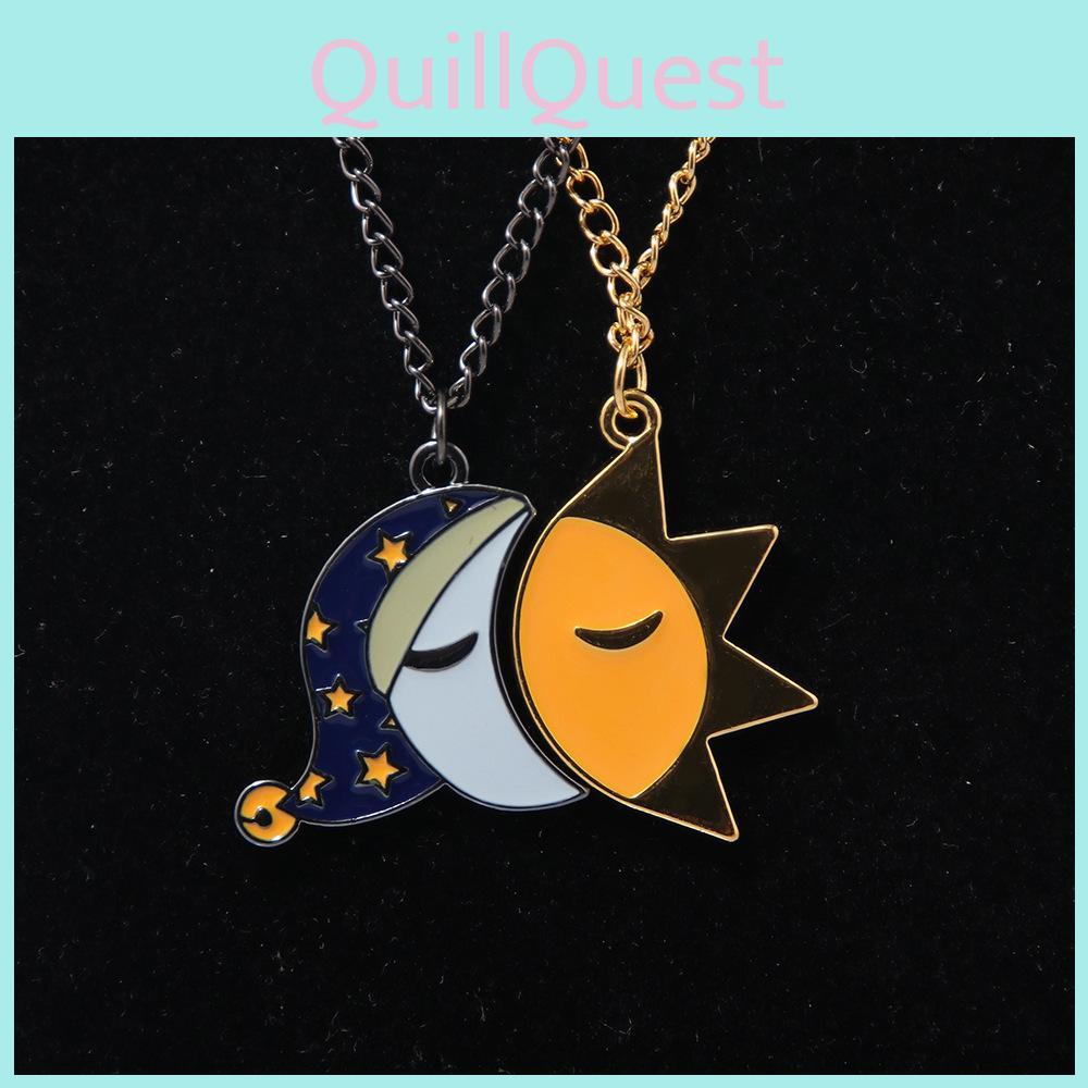 Sun Moon And Splicing Smiley Faces Necklace With Alloy Chain For Gift Lovers