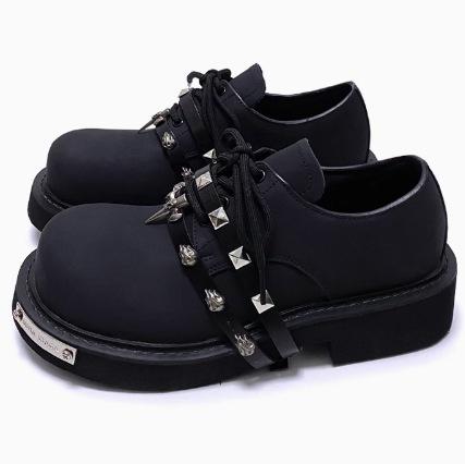 Cowhide niche personality design platform big head shoes for men and women with the same British style small leather shoes Japanese retro derby shoes