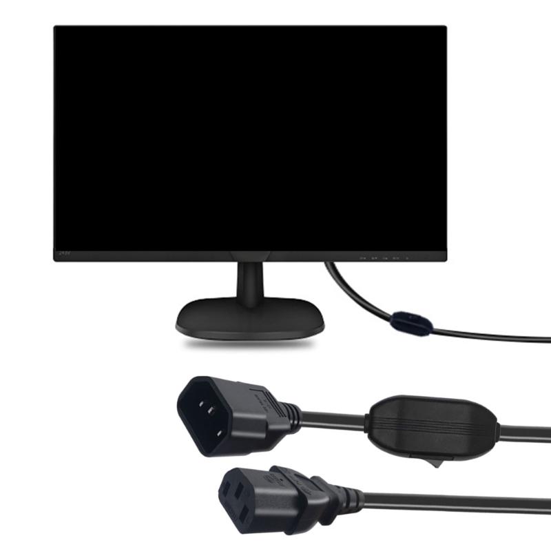 12inch C14 To C13 PDU Style Computer Power Extension Cable with Switches, 30cm / Black Power Extension Cable