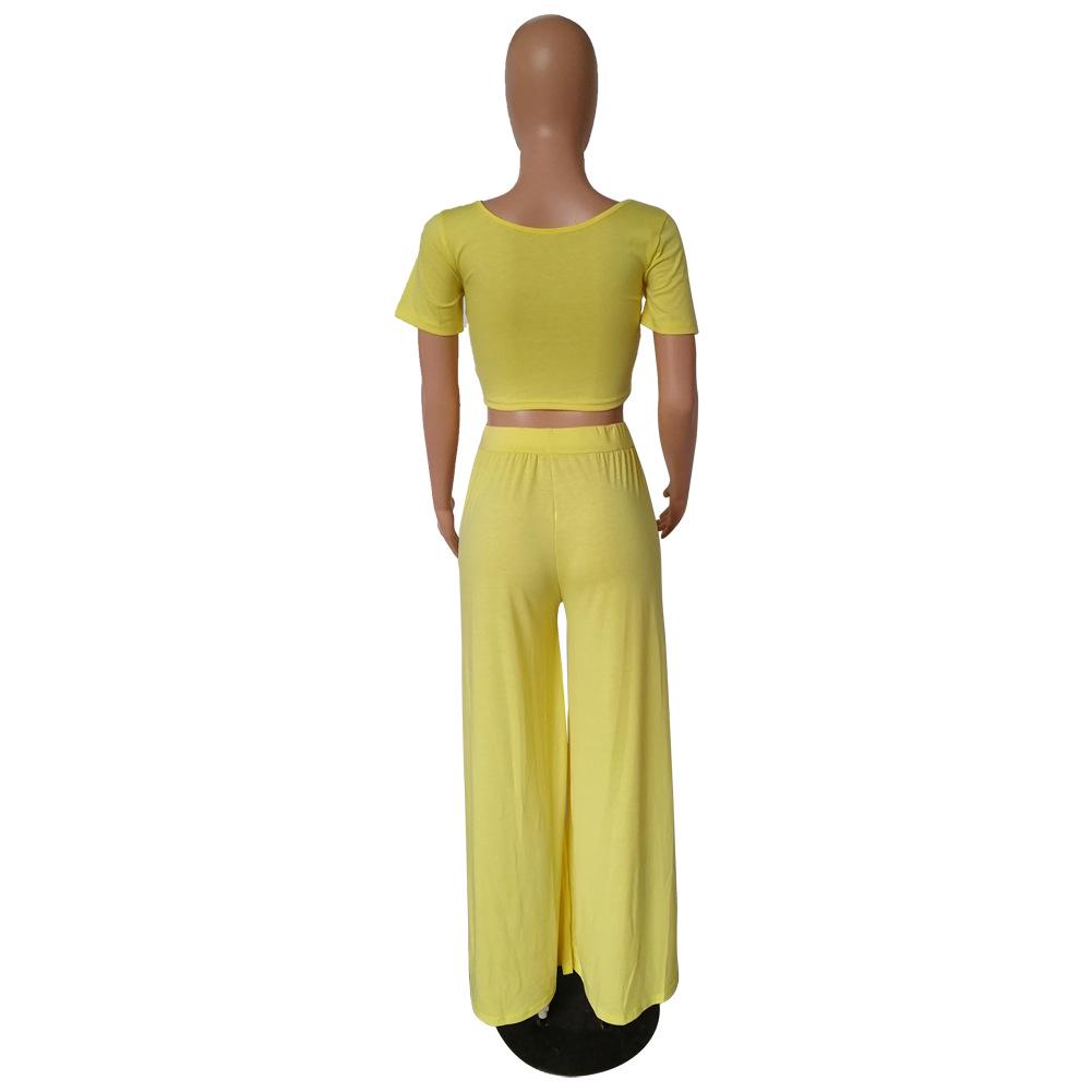 YM-8439 Women's Summer Solid Color Loose Casual Suit - European & American Style Fashion