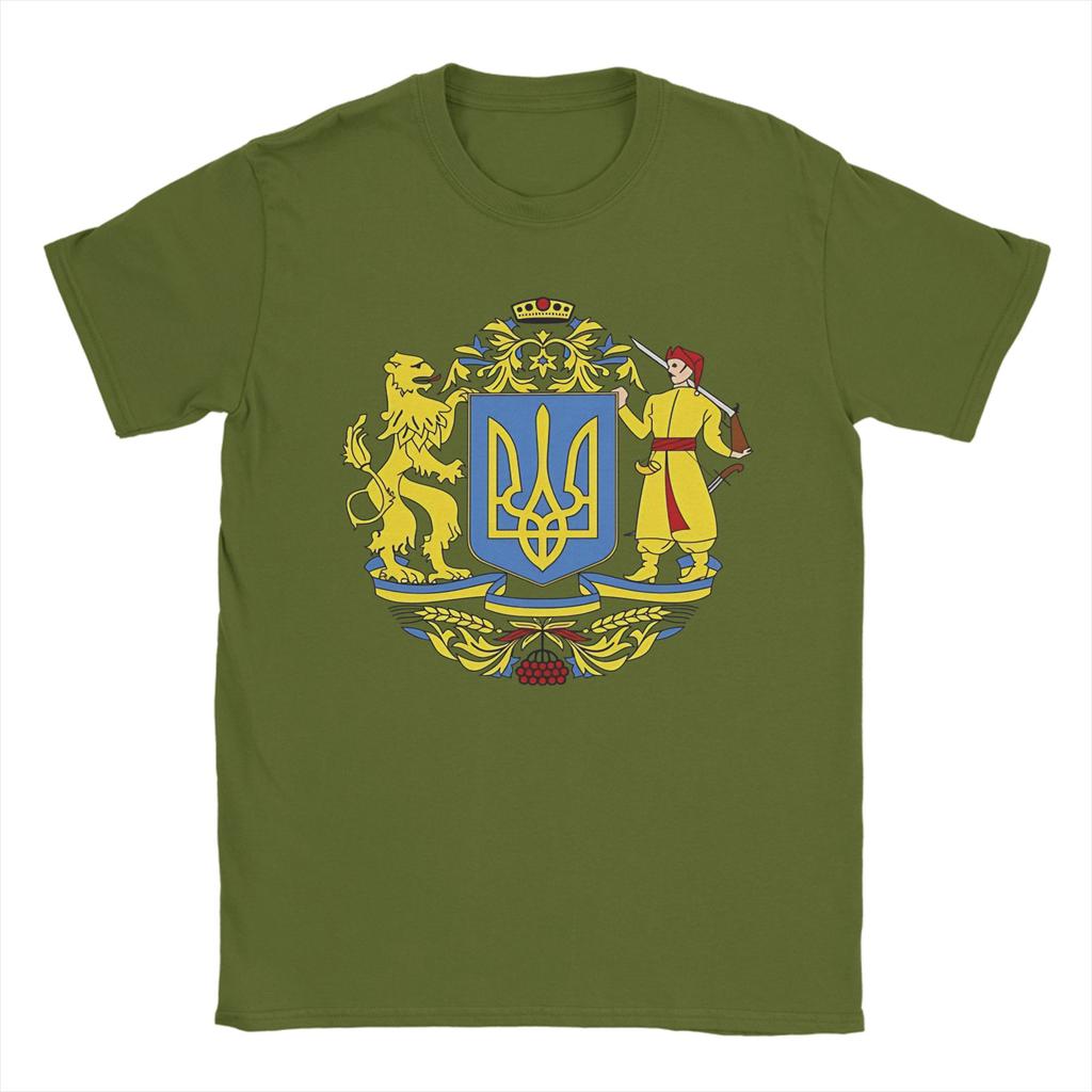 Men TShirt Ukrainian Coat Of Arms Novelty Cotton Tee Shirt Short Sleeve Ukraine T Shirts Round Neck Clothing Summer