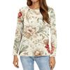 Dámská móda Květinový potisk Krk Dlouhý rukáv Pulovr Top