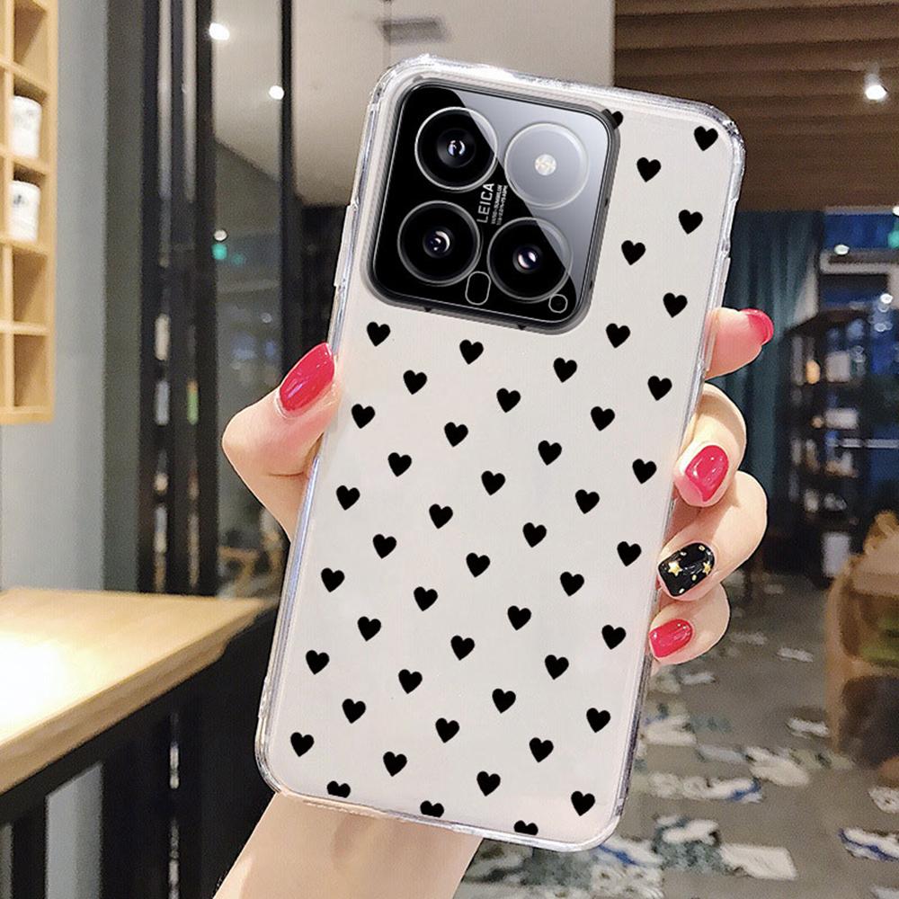 For Xiaomi Mi 14T 15T 13T 12T 10T 11T Pro 14 12 11 13 Lite 15 Note 10 Transparent Clear Cover TPU Silicone Heart Love Phone Case