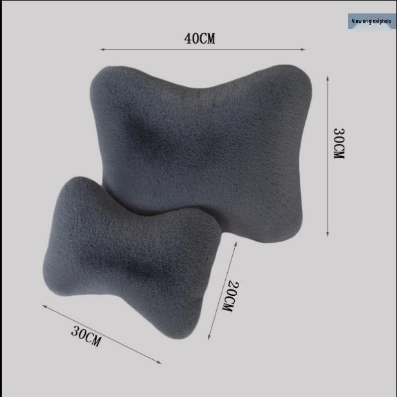 Car Plush Neck & Waist Pillow Set - Bone-Shaped Headrest Pair