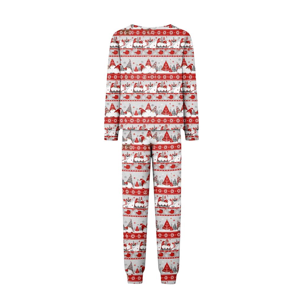 Parent-Child Christmas Print Pajama Set, Comfortable Long Sleeve Top and Pants Loungewear for Family