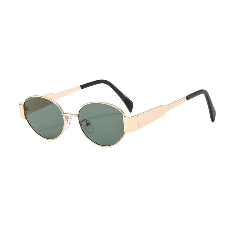 Cool Small Oval Sunglasses Luxury Brand Designer Metal Frame Vintage Sun Glasses Unisex Gold Black UV400