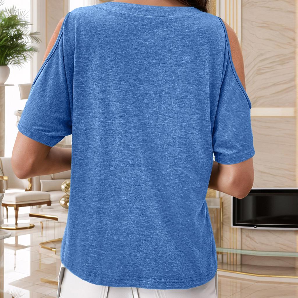 Women's Solid Color Round Neck Short Sleeved Top