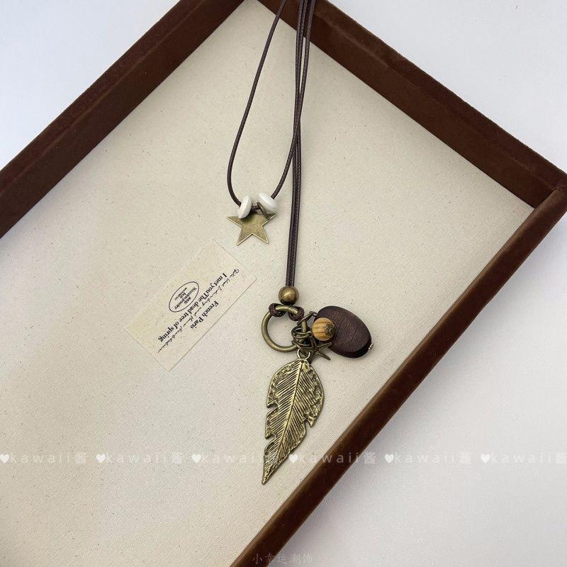 Hand-Woven Pine Nut Wood Bead Necklace - Chinese Retro Style Versatile Fashion Accessory