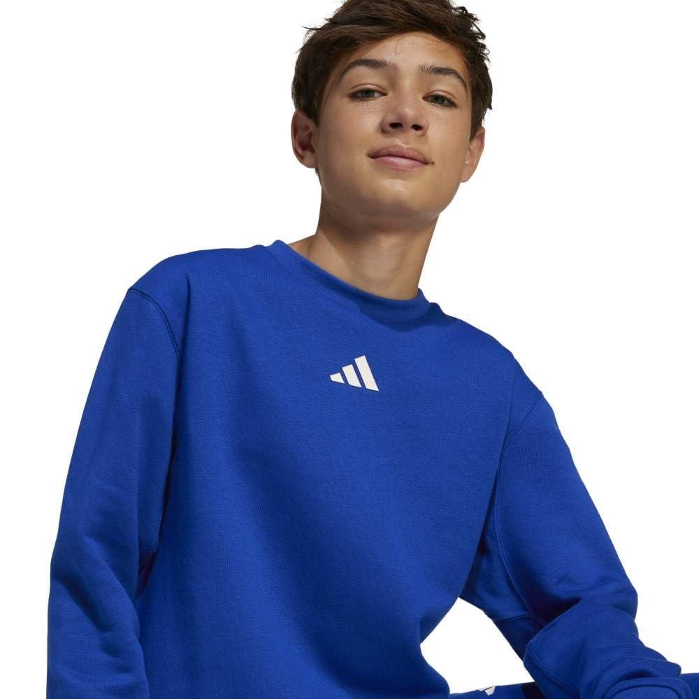 adidas Boys ALLSZN GFX Sweatshirt KPH32 Team Royal Blue Off White Size 130