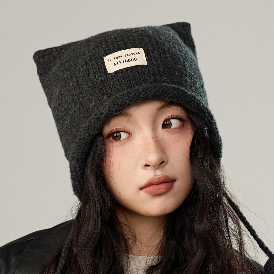 Autumn Winter Women Knitted Cap Warm Ear Protection Cap