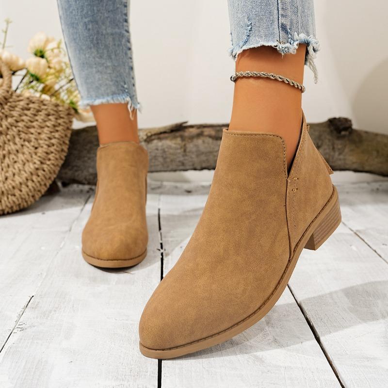 Plus-size Shoes, Thick-heeled Ankle Boots, Women's Pointed-toe Thick-heeled Ankle Boots, Women's Boots