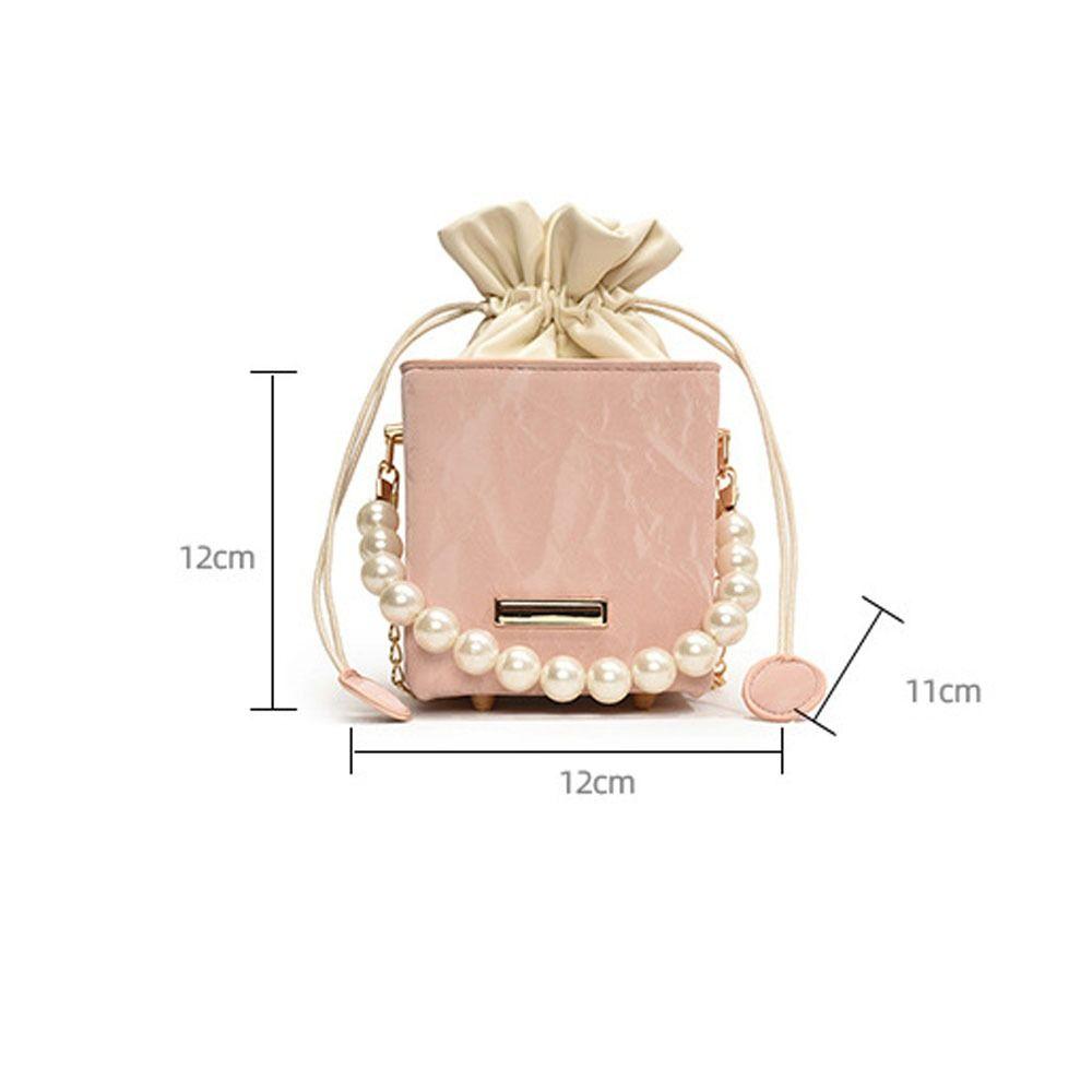 Riñonera de Perlas Bolso de Cadena de Moda Regalos Bolso con Cordón Versátil Bolso Cuadrado Pequeño Vintage de Cuero PU para Hombro Cruzado