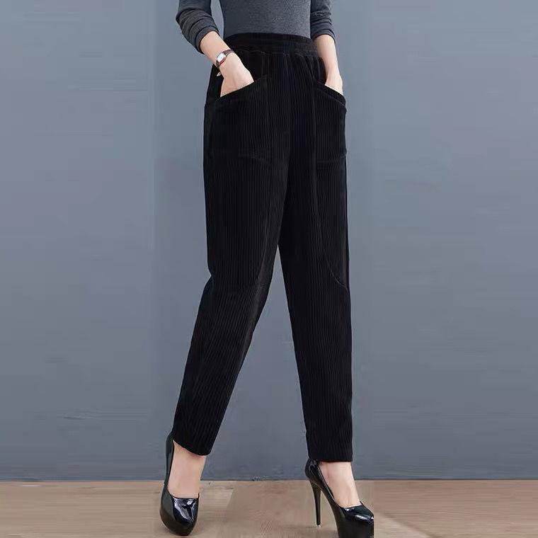 Women's Corduroy Harem Pants Autumn Winter Thickened Plus Size Loose High Waist  Fleece Pants