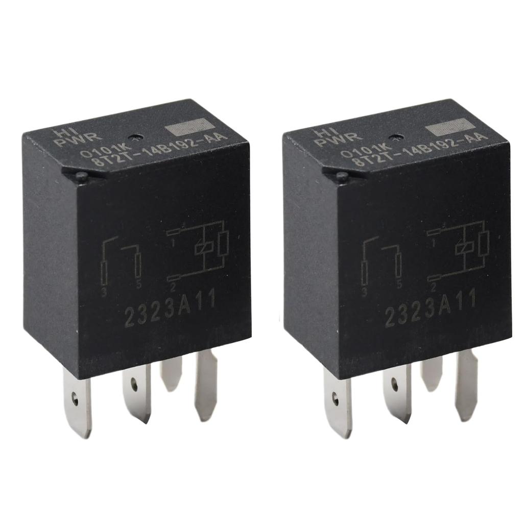 Relay 12VDC 4 Pins Plug-in Automotive Relay Compatible with Ford Vehicles Pack of 2 Replace 8T2T-14B192-AB