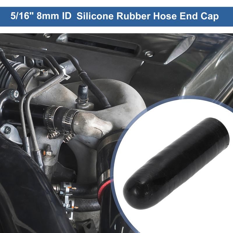 UXCELL 8mm 11mm 16mm 19mm 25mm 35mm 4-ply Polyester Silicone Rubber Hose End Cap for Coolant Turbo Bypass Valve Vacuum Black